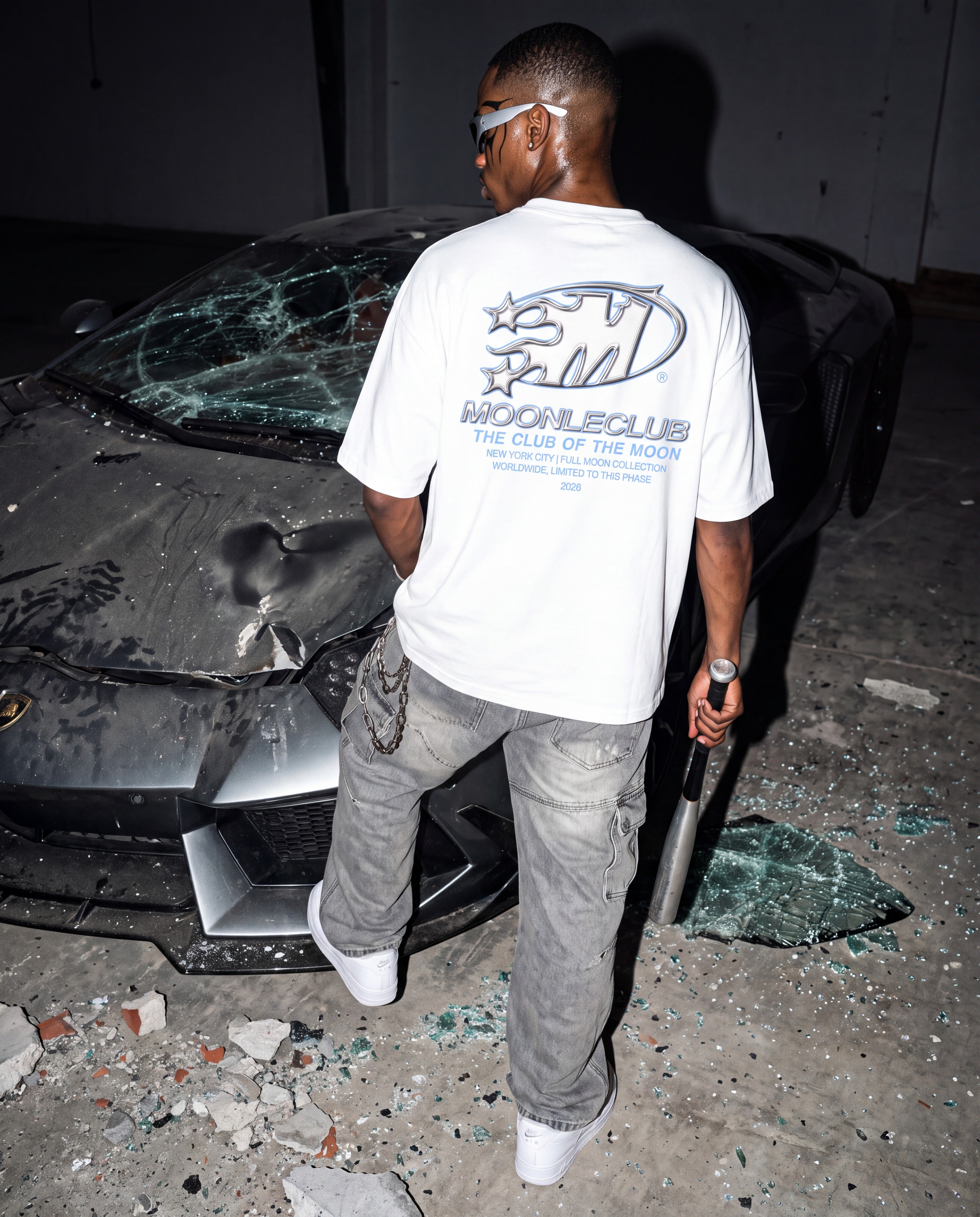 ONCE IN ABUCK MOON CHROME (WHITE) TEE